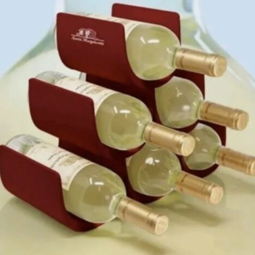 Alessi “Noe” and Santa Margherita Modular Wine Rack/Bottle Holder, Dark Red